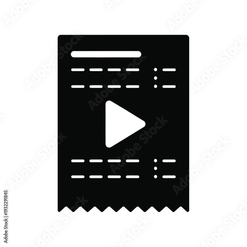 Black ticket with white play button