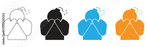 set of stylized bomb explosion icons. modern life with a sense of urgency and potential danger