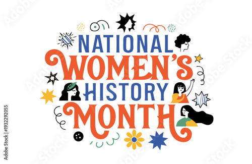 NATIONAL WOMEN'S HISTORY MONTH vector illustration isolated on white background