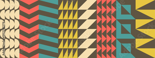 Abstract geometrical pattern. Flat mosaic design. Vector illustration for poster art, cover, brochure, card, presentation, flyer or banner.