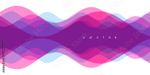Abstract background with transparent overlapping waves with horizontal mirror reflection effect. Dynamic vector illustration for brochure, poster, presentation, flyer, cover or banner.