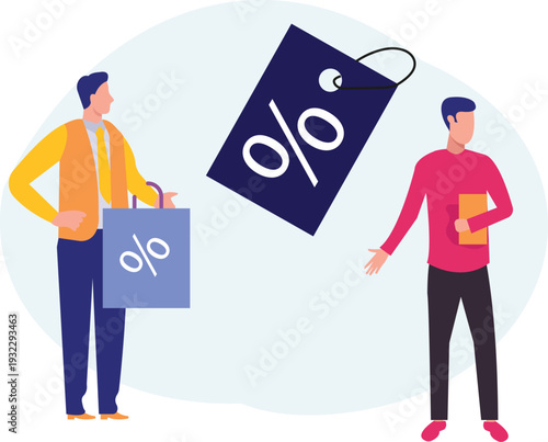 The boy is shopping on discount