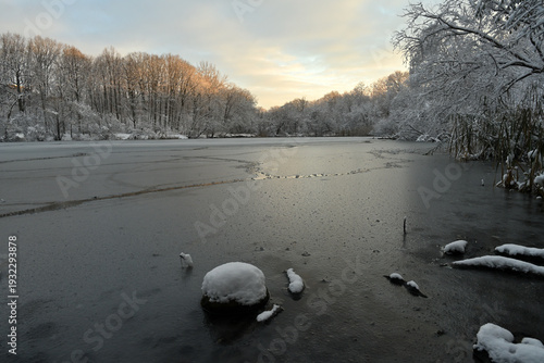 frozen lake in winter