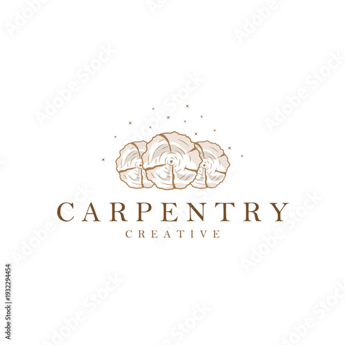 Rustic Style Wood Craft Logo for Custom Carpentry Business Branding symbol design