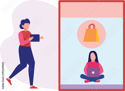 The girl are shopping online