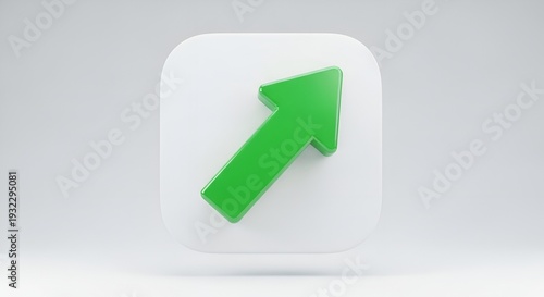 A green arrow pointing upwards on a white background