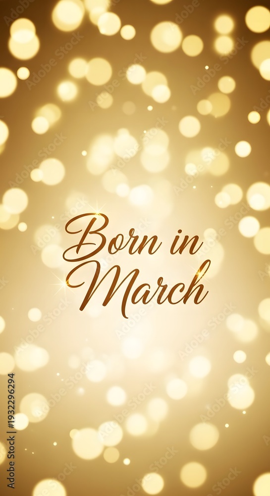 Obraz premium Birthday Celebration in March with Sparkling Golden Background and Lights