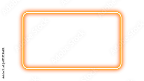 Neon glowing orange rectangular empty frame with futuristic luminous neon light effect shiny border for modern design and mockups. Vector illustration.