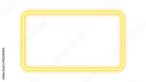 Neon glowing yellow rectangular empty frame with futuristic luminous neon light effect shiny border for modern design and mockups. Vector illustration.