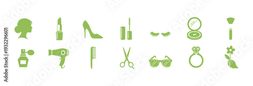 A group of vector files showcasing women and beauty icons

