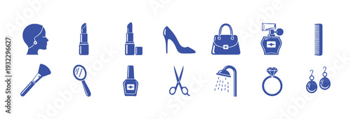 A group of vector files that include women and beauty icons

