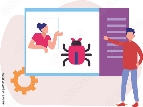 The boy and girl online talking about bug virus