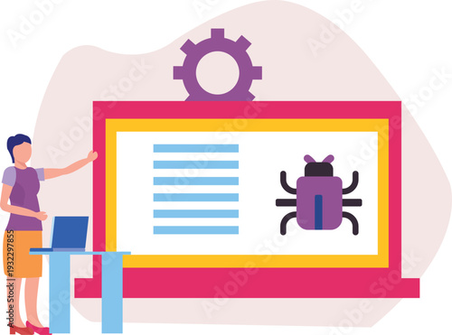 Girl setting up bug virus.