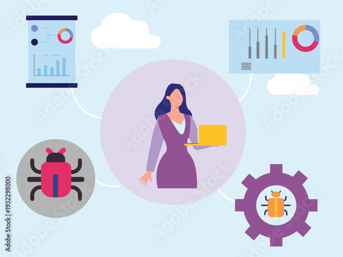 The girl is checking virus in webpages.