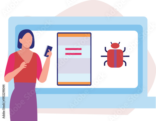 Girl is checking bug virus on mobile