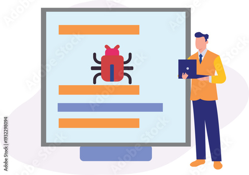 The boy is checking virus in document