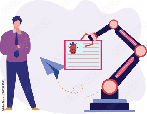 The boy thinking convey machine