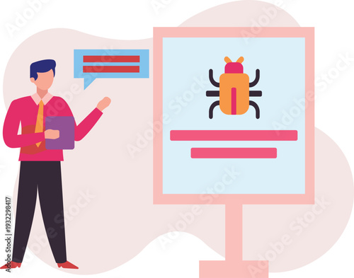 The boy is discuss about virus on board