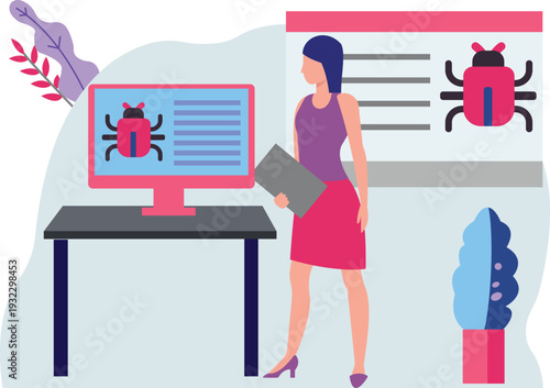 The boy is discuss about virus on board.