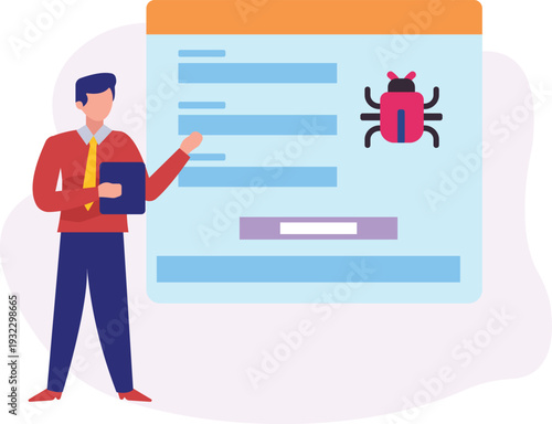 The boy prepared a report on virus bug.