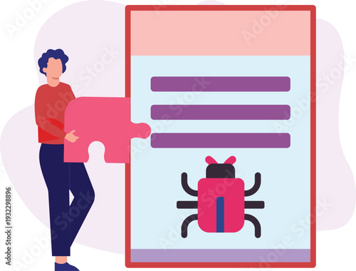 The boy solving virus protection puzzle.