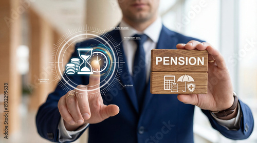 Concept of pension. Retirement planning. Pensioner plan for money savings. new pension