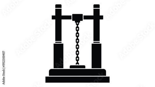 A black and white image of a chain hoist isolated on white background, Vector