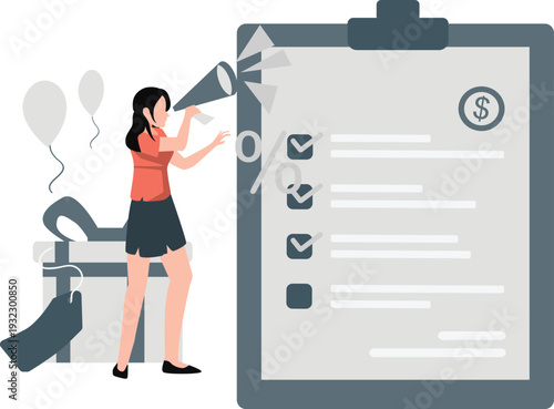 The girl is looking at the checklist through the spyglass