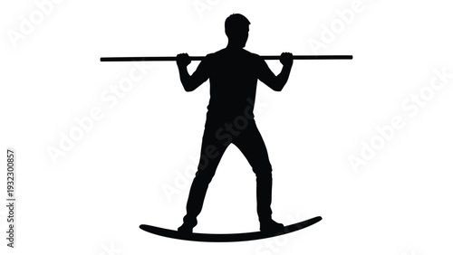 A person is skiing on a single monoskier isolated on white background, Vector