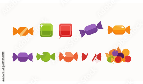 Assorted Candy Wrapper Flat Icons – Colorful Sweets Vector Pack