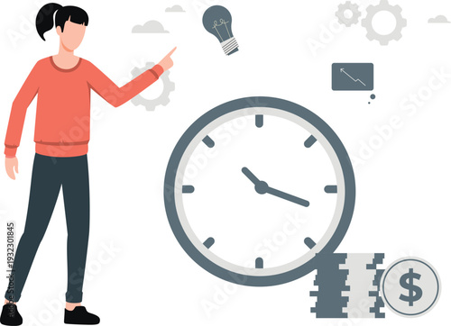 Girl explains business ideas and time management.