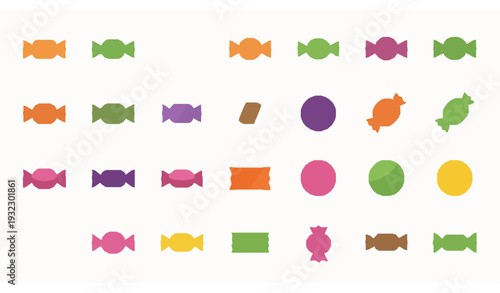 Candy Wrappers Flat Vector Icons – Colorful Sweets and Treats Collection