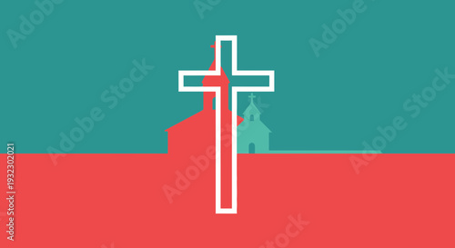 Minimal Easter Church Cross Layout Illustration