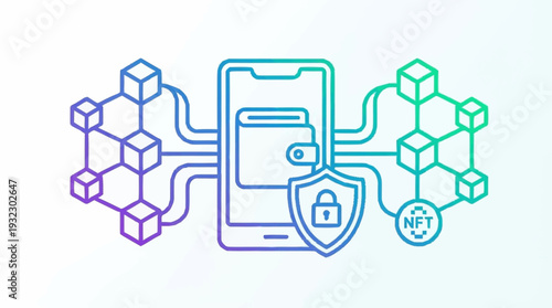 Mobile device security with shield and lock icon.