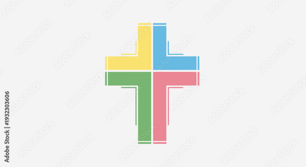 Obraz premium Simple Easter Church Cross Symbol Flat Vector Illustration