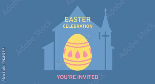 Easter Church Invitation Cover Flat Vector Illustration