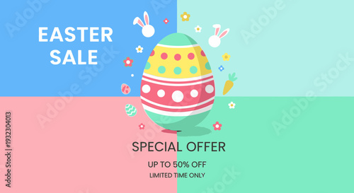 Easter Sale Special Offer Template Flat Vector Illustration Design