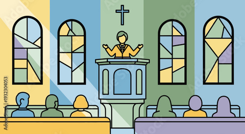 Easter Sunday Church Sermon Design Vector Illustration