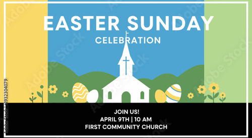 Easter Sunday Church Event Poster Vector Illustration