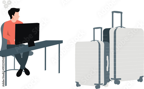 Girl talking on mobile while going business trip.