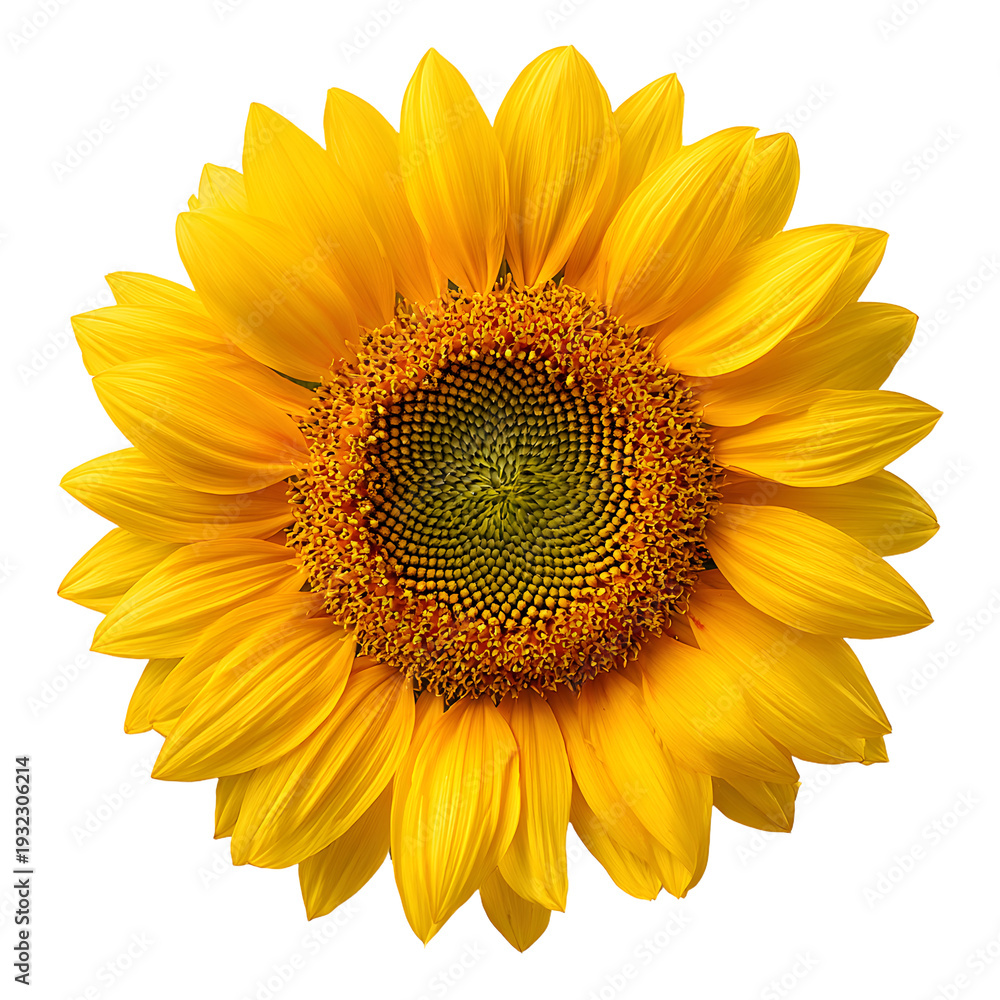 Fototapeta premium Professional Bright Yellow Sunflower with Large Circular Pattern Photo