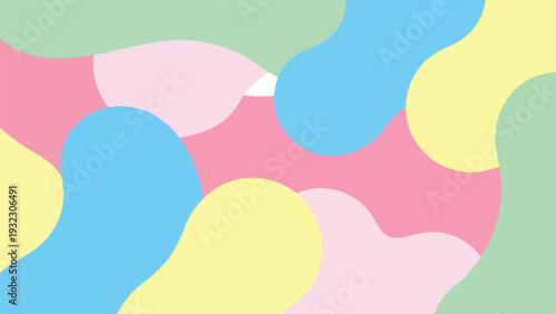 Pastel abstract shapes create a soft, flowing, colorful composition