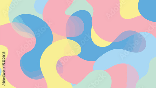 Pastel-colored abstract artwork. Overlapping organic shapes create a soft, visual texture