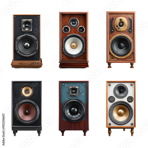 Fotografia Professional Collection of Vintage and Modern Loudspeakers for Multimedia Presen