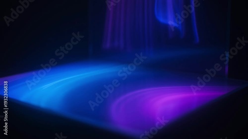 Abstract Futuristic Neon Lighting Stage with Blue and Purple Hues, Creating a Dynamic and Energetic Ambiance