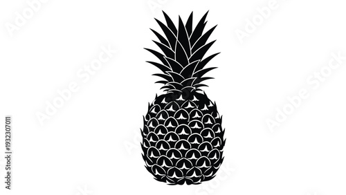 A black and white image of a pineapple isolated on white background, Vector