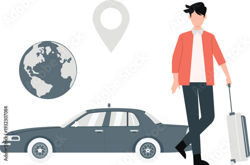 Business man hailing taxi for airport