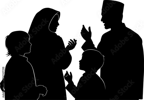 Animated family interaction of a group engaged in a lively and loving conversation during a festive gathering