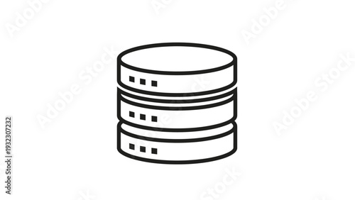 Database storage icon representing server infrastructure and cloud computing technology for data management systems.