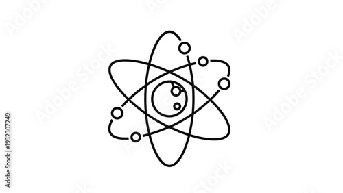 Atomic structure symbol illustrating chemical science and nuclear physics concepts with orbiting electrons and nucleus.